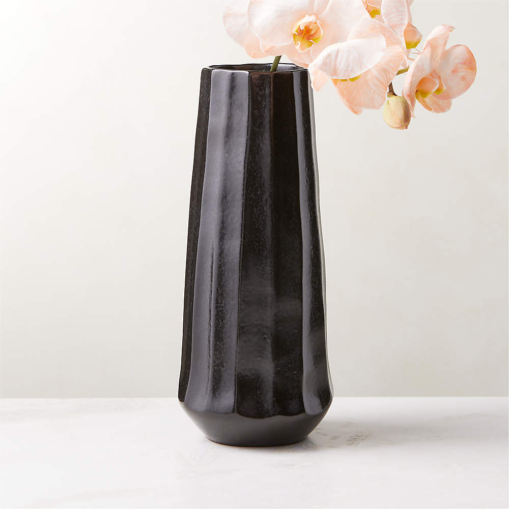 Desi Modern Ribbed Black Vase Tall + Reviews