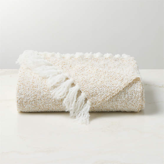 Desi Cream Textured Throw Blanket