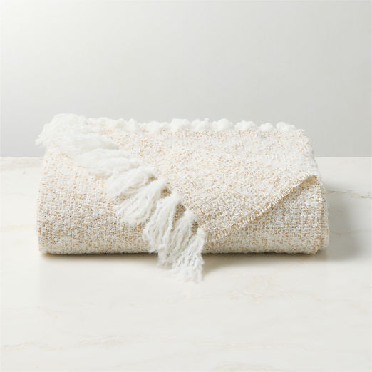 Desi Cream Textured Throw Blanket 50"x70"