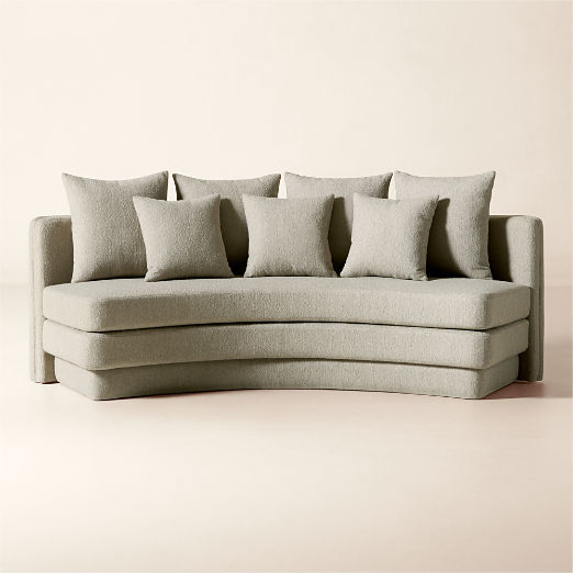 Desmond 98" Curved Grey Boucle Dining Banquette