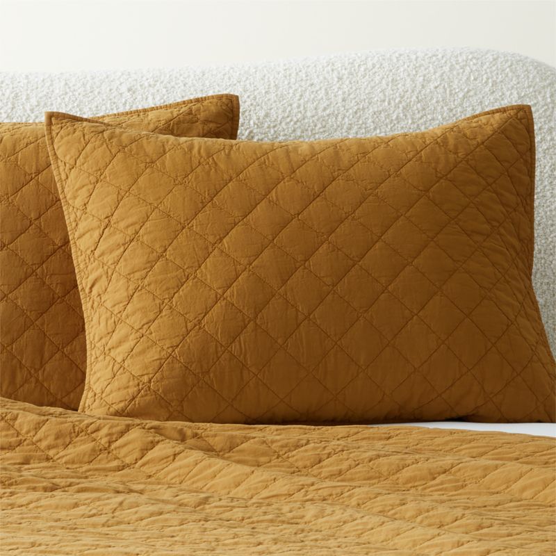 View Desy Diamond Stitch Tapenade Organic Cotton Standard Shams Set of 2 details