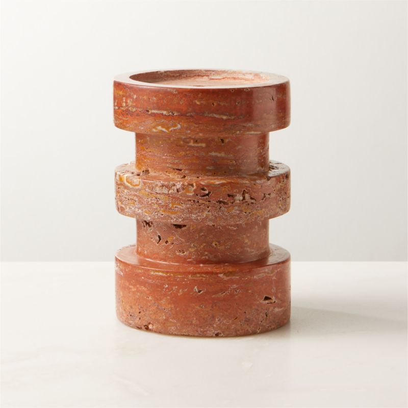 View Dev Red Travertine Candle Holder Small details