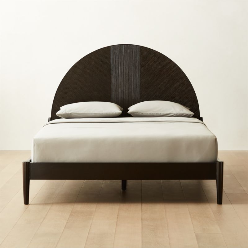 Dewi Black Rattan Queen Bed + Reviews | CB2