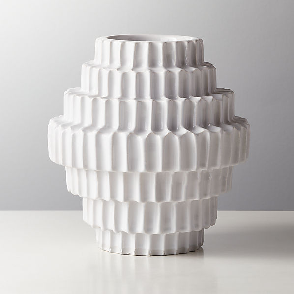 【CB2】TORINO WHITE TEXTURED VASE