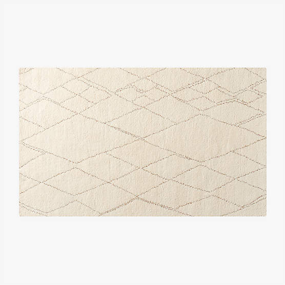 Diamant Hand-Knotted Warm White Wool Area Rug 5'x8' by Ackerman