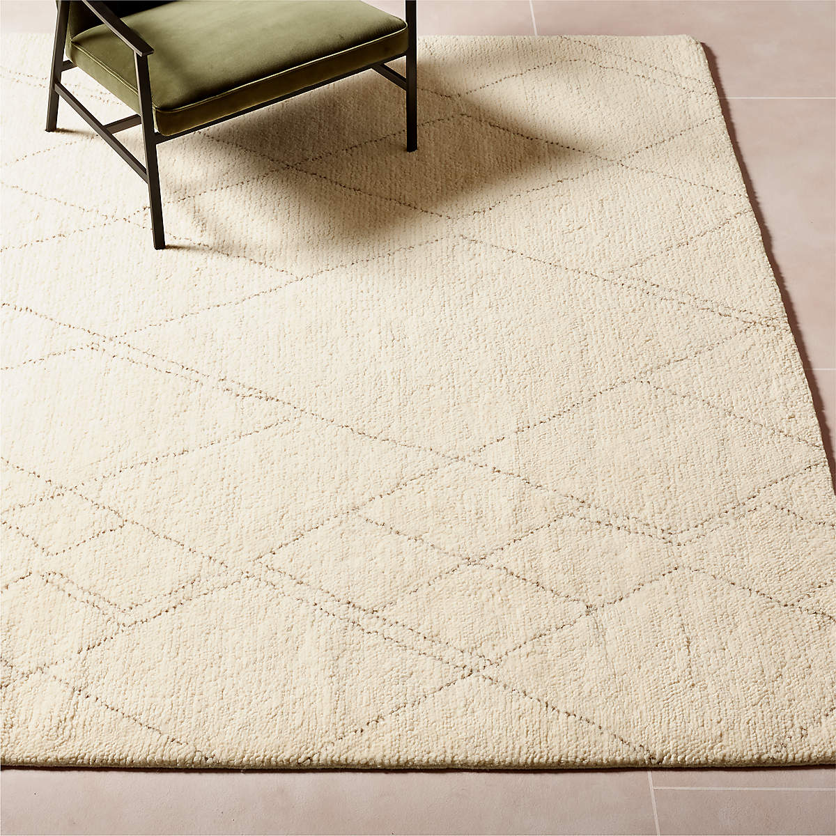 Diamant Warm White Hand-Knotted Wool Area Rug by Ackerman | CB2
