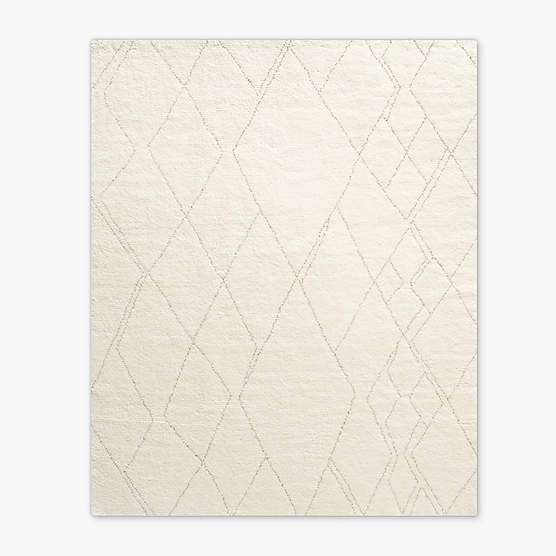 Diamant Hand-Knotted Warm White Wool Area Rug 6'x9' by Ackerman