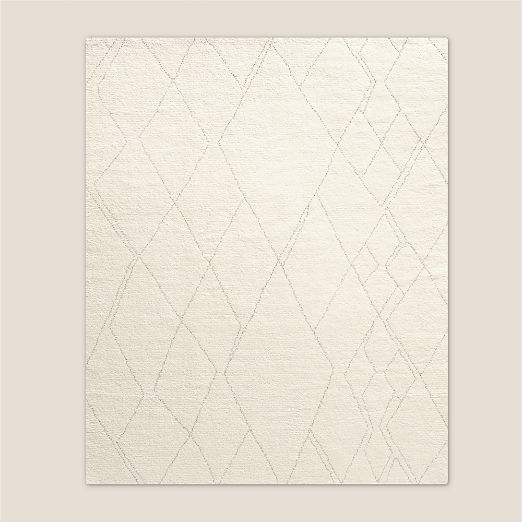 Diamant Hand-Knotted Warm White Wool Area Rug 8'x10' by Ackerman