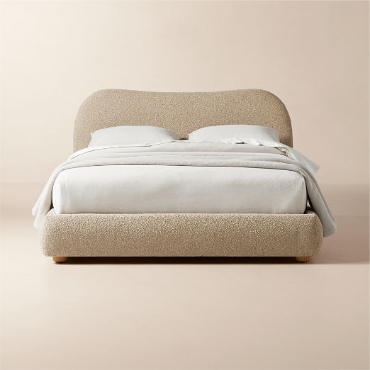 Diana Camel Brown Boucle Upholstered Queen Bed