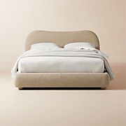 Panora Cool Grey Upholstered and Black Metal Queen Bed
