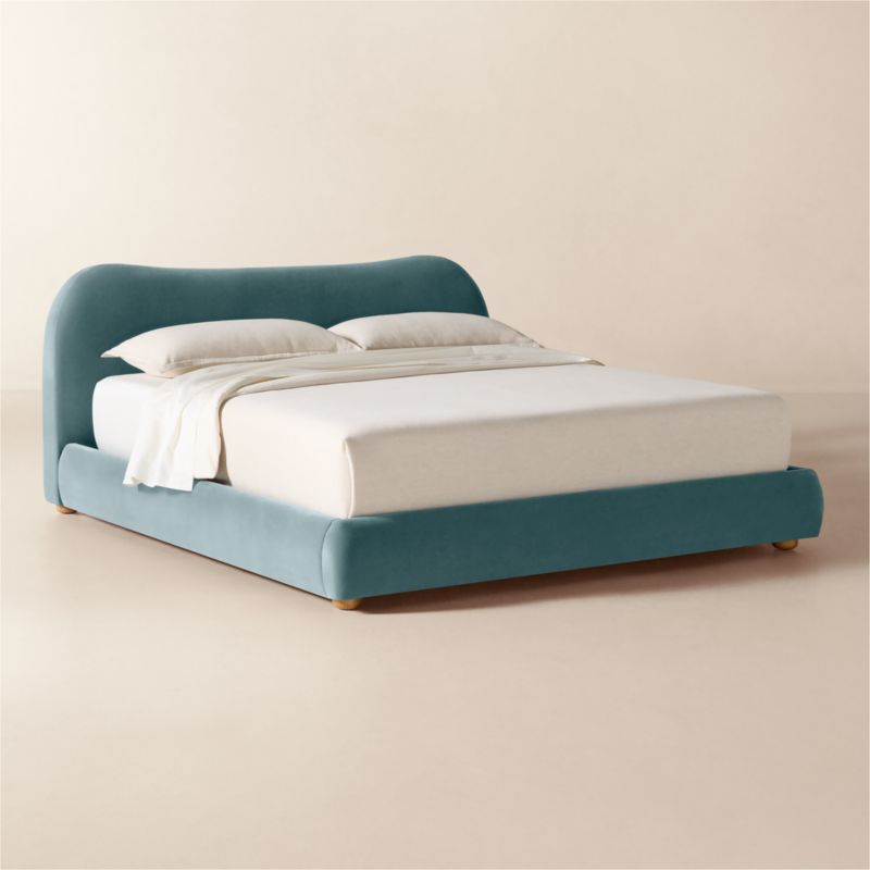 Diana Light Blue Velvet King Bed - image 3 of 11