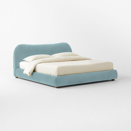 Diana Light Blue Velvet King Bed