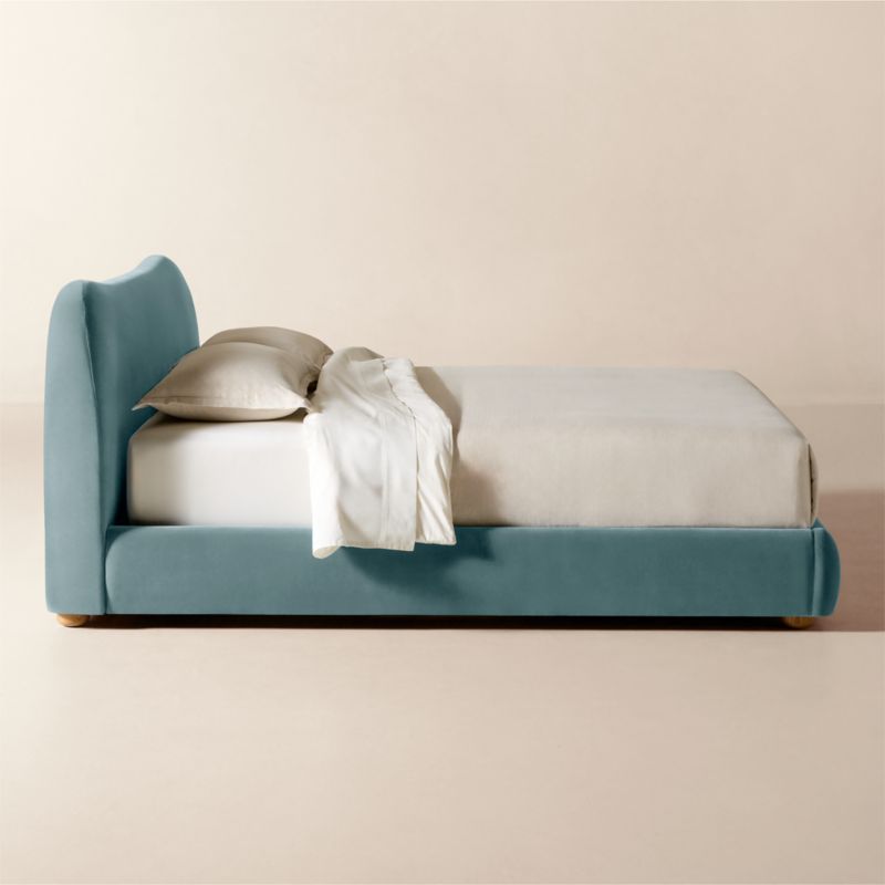 Diana Light Blue Velvet King Bed - image 4 of 11