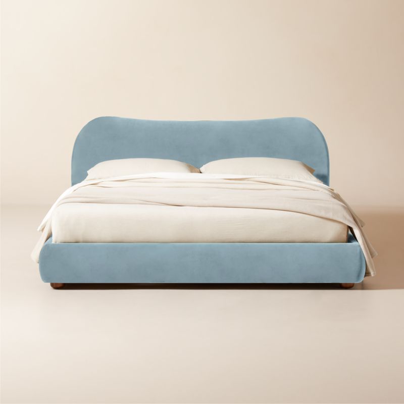 Diana Light Blue Velvet King Bed - image 0 of 11