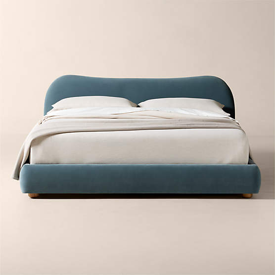 Diana Light Blue Velvet King Bed