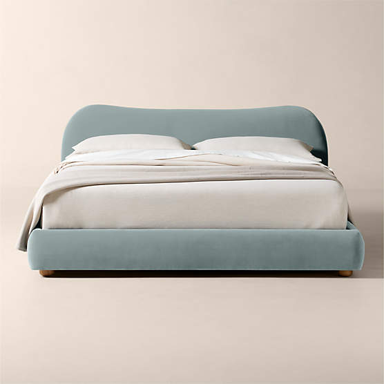 Diana Light Blue Velvet King Bed