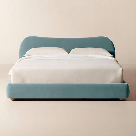 Diana Light Blue Velvet King Bed