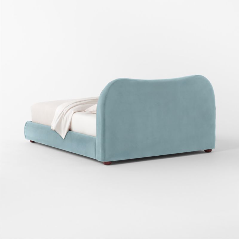 Diana Light Blue Velvet Queen Bed - image 4 of 10