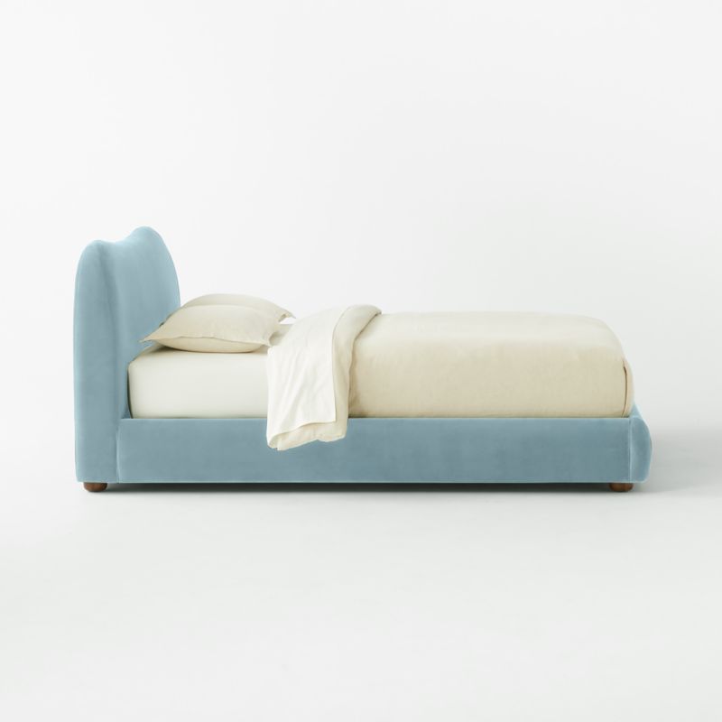 Diana Light Blue Velvet Queen Bed - image 3 of 10