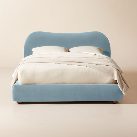 Diana Light Blue Velvet King Bed