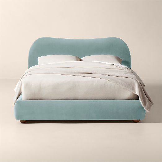 Diana Light Blue Velvet Bed