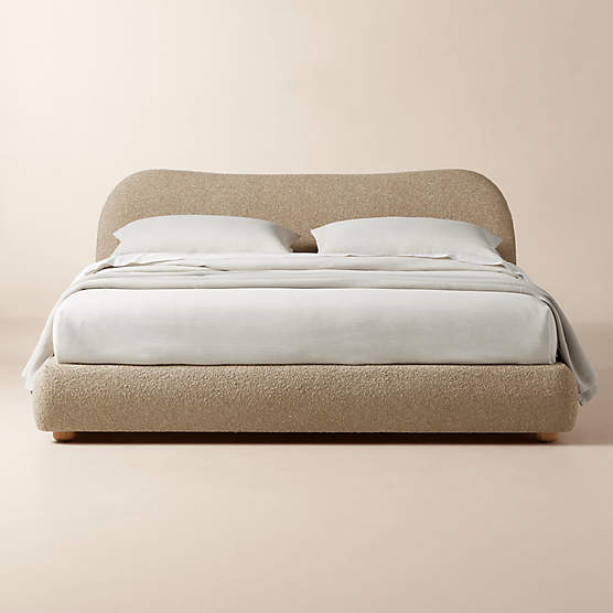 Diana Camel Brown Boucle Upholstered King Bed