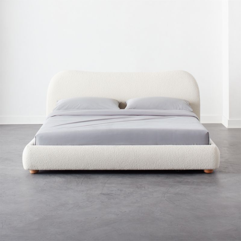 White Boucle King Bed