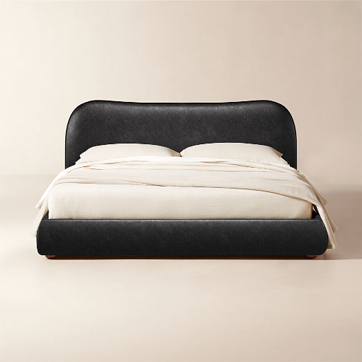 Diana King Bello Black Leather Bed