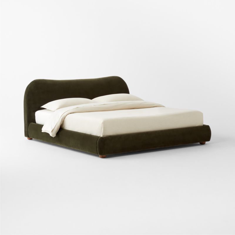 Diana Olive Green Velvet King Bed + Reviews | CB2