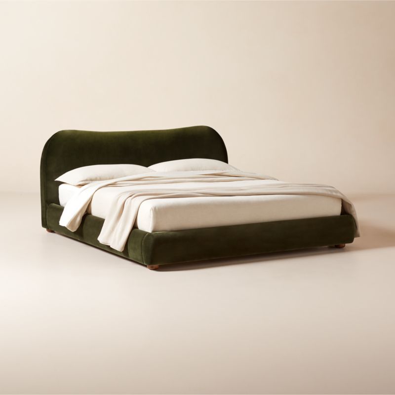 Diana Olive Green Velvet King Bed - image 4 of 10