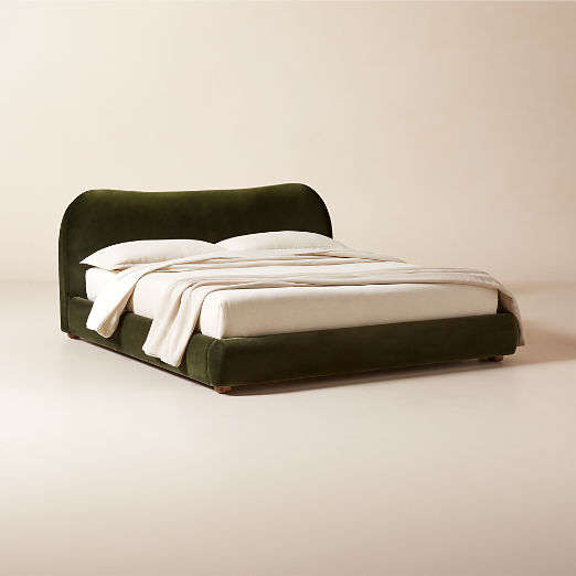 Diana Olive Green Velvet King Bed