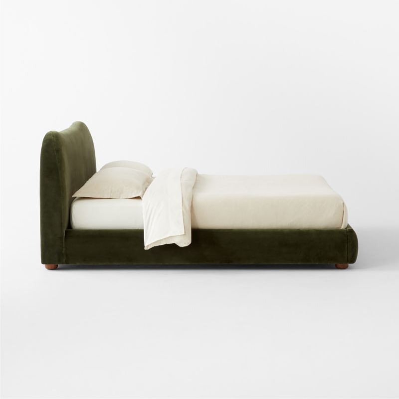 Diana Olive Green Velvet King Bed - image 5 of 10