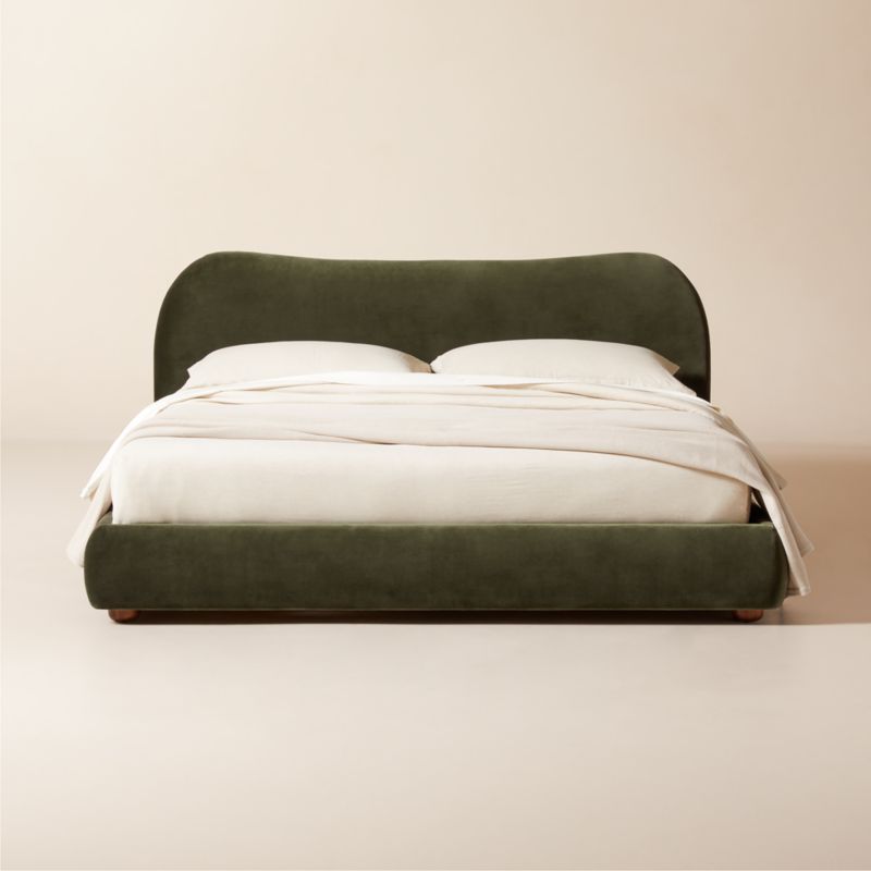 Diana Olive Green Velvet King Bed - image 0 of 10