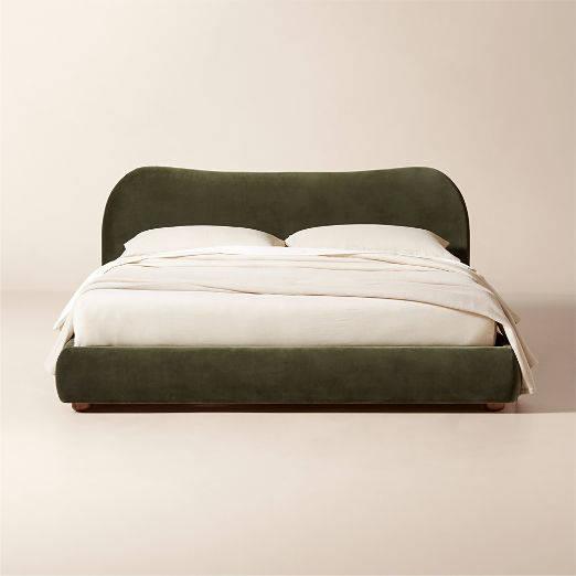 Diana Olive Green Velvet Upholstered Bed