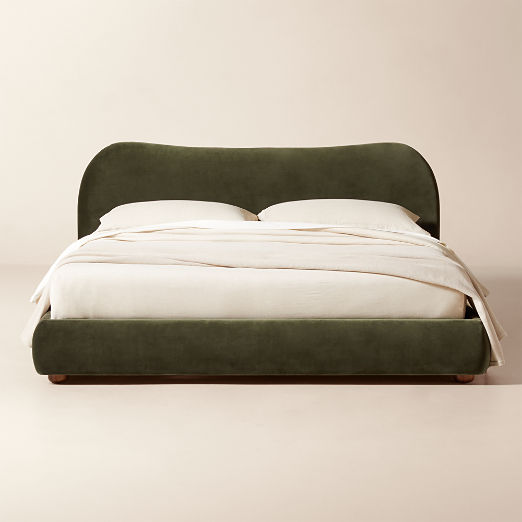 Diana Olive Green Velvet Upholstered Bed