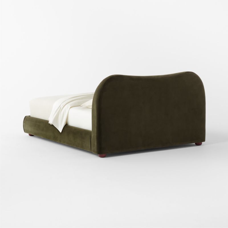 Diana Olive Green Velvet Queen Bed - image 5 of 9