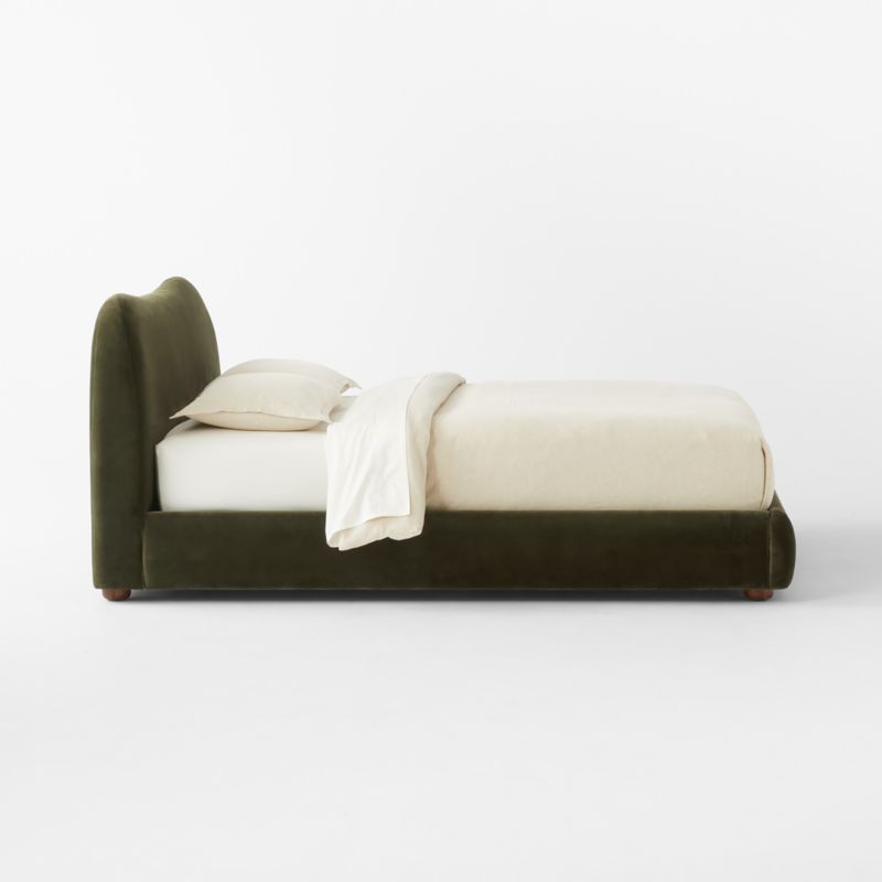 Diana Olive Green Velvet Queen Bed - image 4 of 9