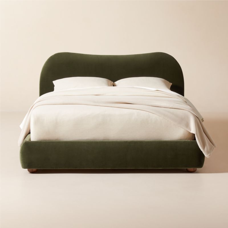 Diana Olive Green Velvet King Bed - image 3 of 10