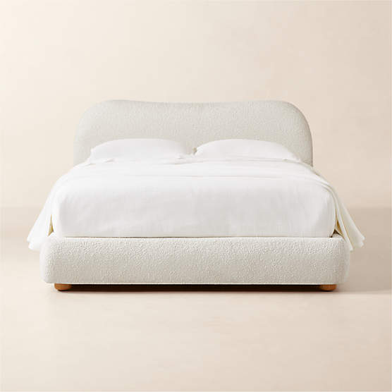 Diana White Boucle Upholstered Queen Bed