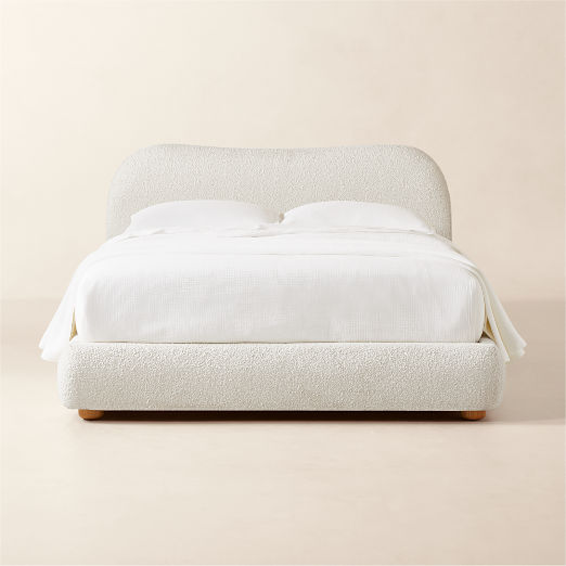 Diana White Boucle Upholstered Queen Bed