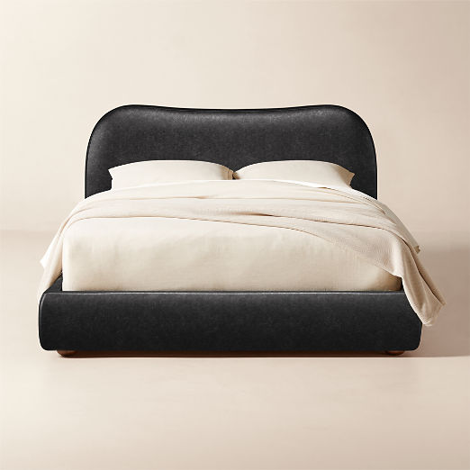 Diana Queen Bello Black Leather Bed