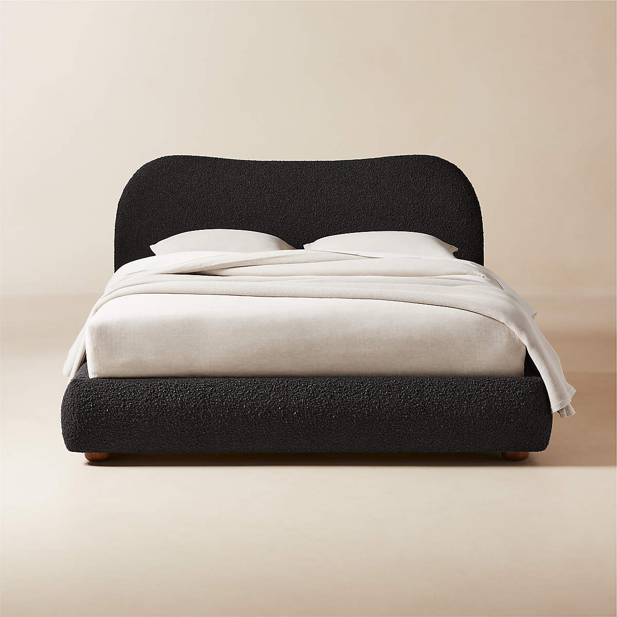 Diana Charcoal Black Upholstered Queen Bed + Reviews | CB2