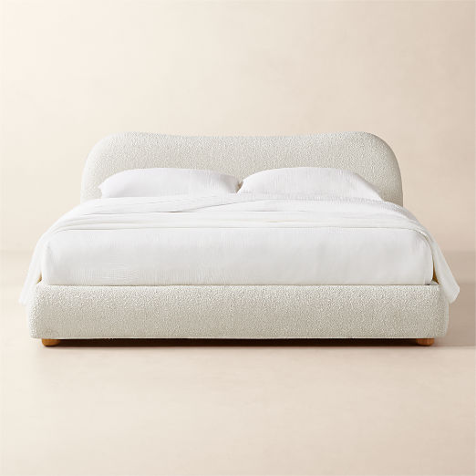 Diana White Boucle Upholstered Queen Bed