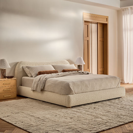 Diana White Boucle Upholstered Bed