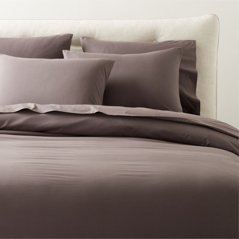 Dione Organic Cotton Washed Percale 400 Thread Count Charcoal Standard Pillow Shams Set of 2 - image 2 of 4