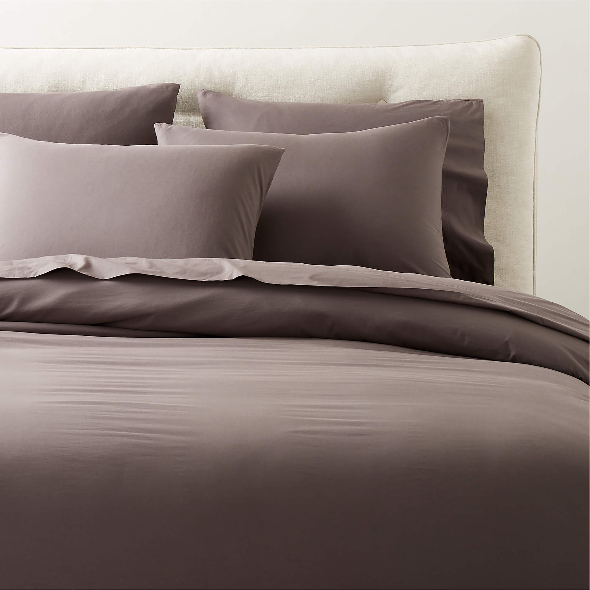 Dione Organic Cotton Washed Percale 400 Thread Count Charcoal Pillow ...