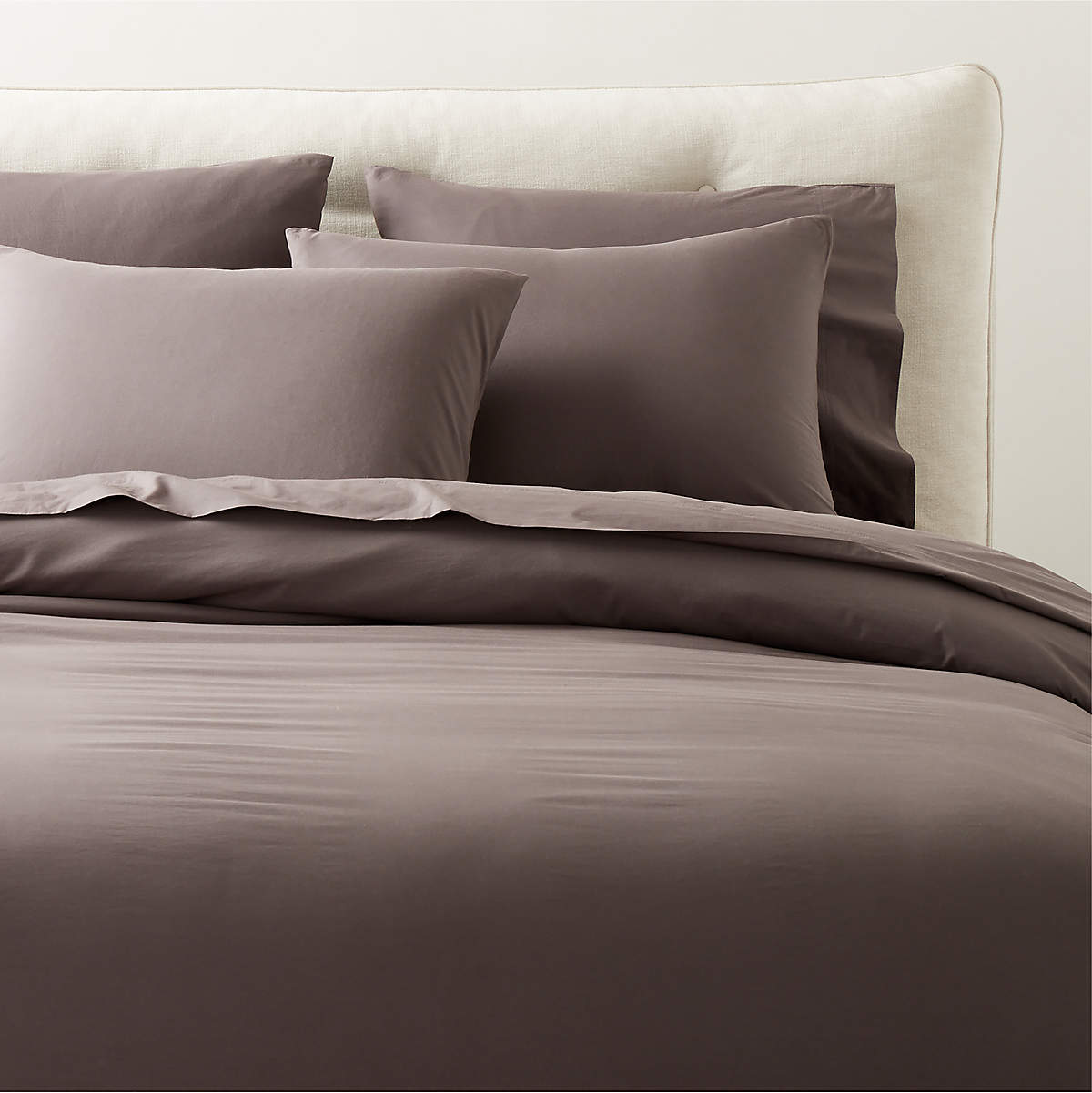 Dione Organic Cotton Washed Percale 400 Thread Count Charcoal Full