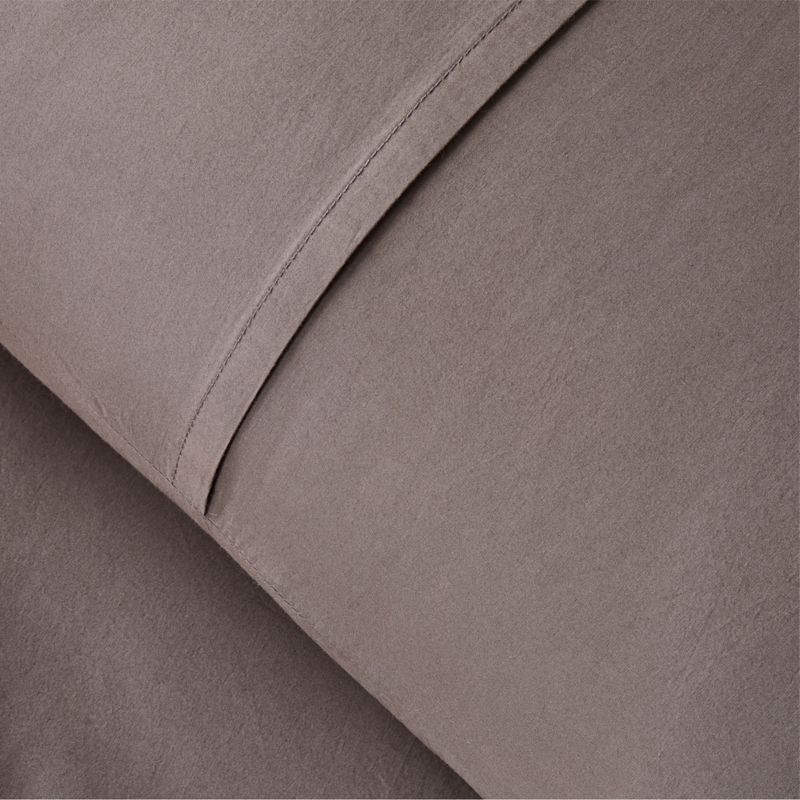 Dione Organic Cotton Washed Percale 400 Thread Count Charcoal Standard Pillow Shams Set of 2 - image 1 of 4