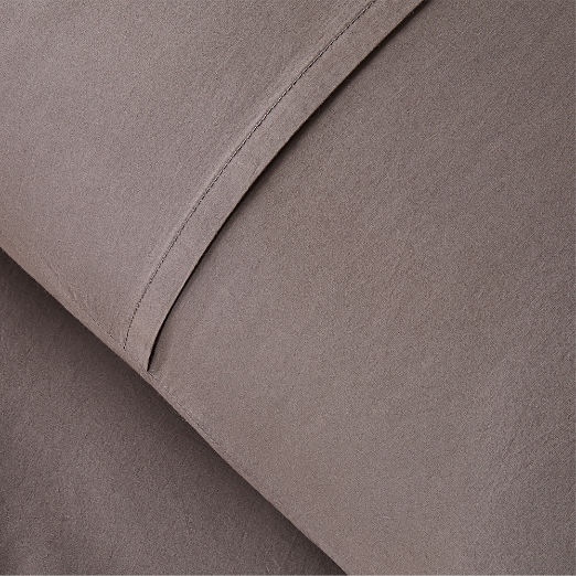 Dione Organic Cotton Washed Percale 400 Thread Count Charcoal Standard Pillow Shams Set of 2