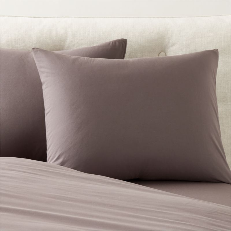 Dione Organic Cotton Washed Percale 400 Thread Count Charcoal Standard Pillow Shams Set of 2 - image 0 of 4